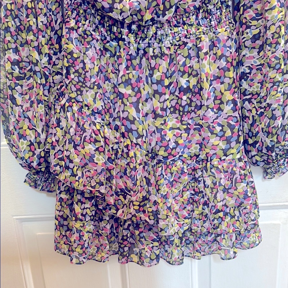 Ted Baker London Karlie Multicolor Black Smocked Detail Tiered Mini Dress - Picture 7 of 9